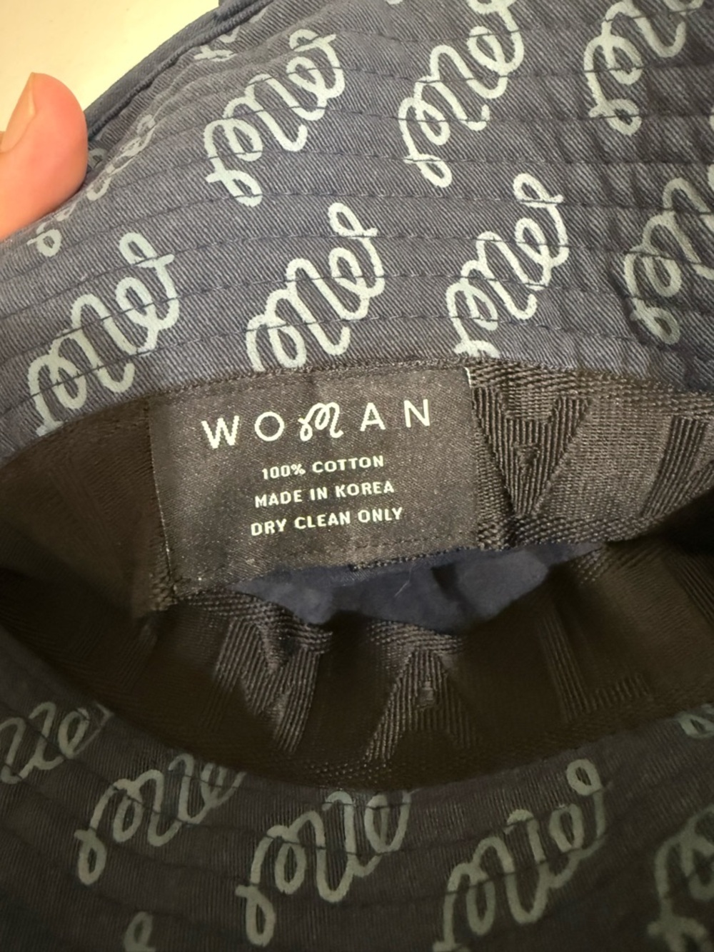 Women Navy Script-Pattern Bucket Hat - Picture 2 of 3